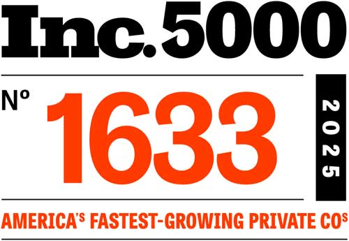 Inc. 5000 award graphic showcasing DWA's 1633 placement